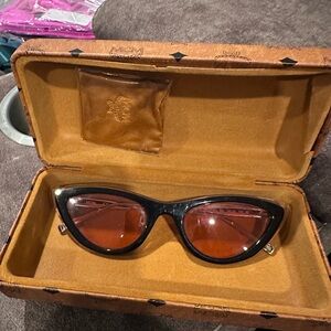 MCM Black Cat-Eye Sunglasses with Brown/Amber Lenses